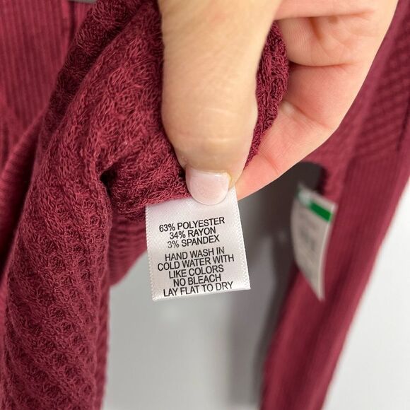 Gibsonlook Maroon Burgundy Waffle Knit Henley L/S Shirt S NWT - Picture 3 of 6
